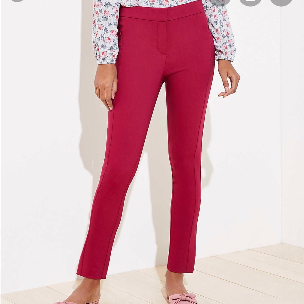 LOFT High waist zip pocket skinny ankle pants